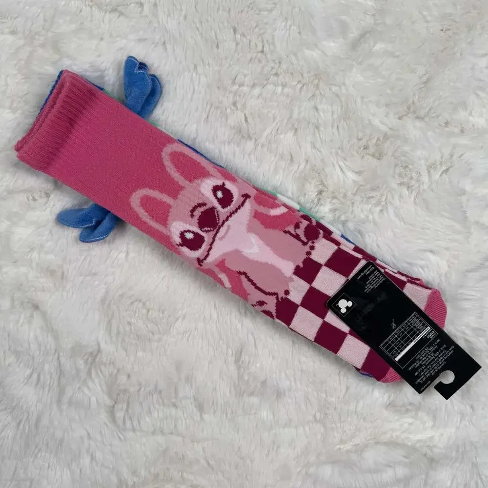 Disney Stitch & Angel 3D Ears Checker Crew Socks 2-Pair Set